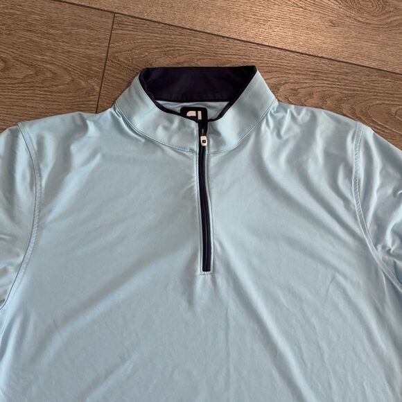 FootJoy Golf Sweater Mens Large Blue 1/4 Zip Pullover Stretch Preppy Athletic - Picture 2 of 9